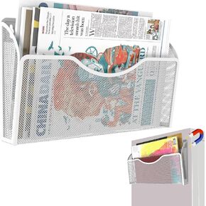 Magnetic File Holder 1 Pockets File Folder Organizer, Office Hanging Magazine Rack for File Cabinets, Magnetic Paper Holder, No Drilling Mail Organizer for Refrigerator, Office