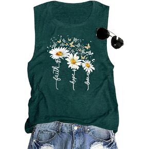 Floral Tank Top for Women Butterflies Graphic Print Sleeveless Tees Camping Hiking Tunic T Shirt