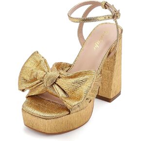 Platform Bow Heels for Women Ankle Strap Heeled Sandals Womens Chunky Block High Heels for Party Prom