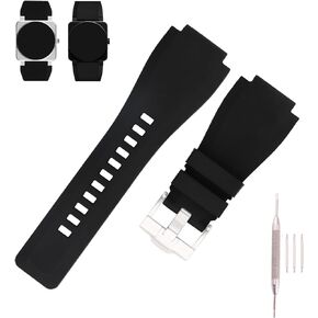 Rubber Watch Bands Replacement Fit for Bell & Ross B&R BR-01 BR01 BR-03 BR03 BR03-92 Diver 24mm*33mm Silicone Strap Wirstband for Men and Women Waterproof Bracelet Watch accessories