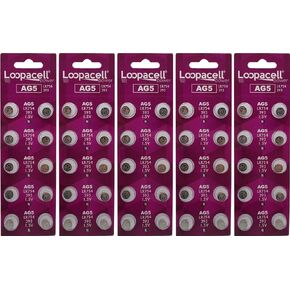 50 AG5 Button Cell Batteries, Alkaline Button Battery, 1.5V 10 Pcs Per Pack
