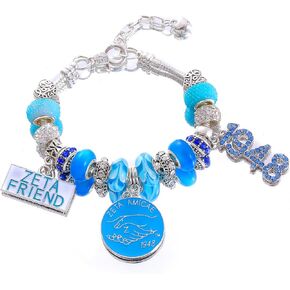 ZETA Friends Greek Letters 1948 Amicae ZA Bracelets Sorority Large Beads Gifts Sisterhood Club Jewelry