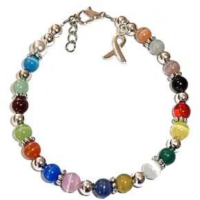 Hidden Hollow Beads Prepackaged (7 3/4 in.) 18 Colors Cancer Awareness Multi Bracelet, 6mm