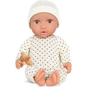 LullaBaby – 14-inch Realistic Baby Doll – Fair Skin Tone & Gray Eyes – Soft Body & Removable Outfit – Pink Hat & Pacifier Accessory – Toys For Kids Ages 2 & Up – Baby Doll – Pink Heart-Print Pajama
