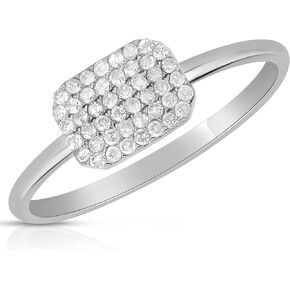 MAX + STONE Solid 10k Gold Pave Diamond Ring for Women | Emerald Shaped White & Yellow Gold Diamond Ring for Women | Real Diamond Promise Ring for Her Gold | Diamond Gold Ring Sizes 6-8
