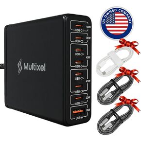 240W USB C Charger, 8-Port Desktop USB C Charging Station, 100W PD USB C Laptop Charger Compatible with MacBook Pro/Air, iPads, Samsung Galaxy Note, iPhone 14/13/12 Mini/Pro/Pro Max