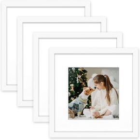 Golden State Art, 12x12 Solid Wood Frames with Tempered Glass, Display 12x12 or 8x8-inch Pictures, Black, Wall Display