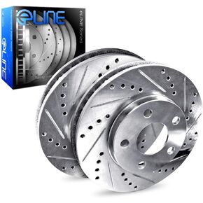 R1 Concepts For 2012-2021 BMW 328i, 320i, 228i, 428i, 220i, 228i xDrive, 120i, 230i xDrive Rear Silver Zinc Cross Drilled Slotted Brake Rotors
