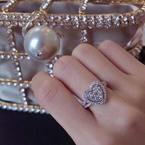 Bicheng Fashion Jewelry 925 Sterling Silver Diamond Heart Shape Ring Engagement for Women (8)