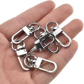 Hahiyo 34mm Length Swivel Lobster Clasp One Handed Operation Strong Hinge Smooth Locking Motion Zinc Alloy Push Gate Trigger Snap Hook Buckles Silver 6 PCS for Crossbody Purse Chain Connect Key Fobs