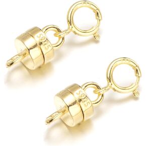 Zpsolution 925 Sterling Silver Magnetic Necklace Clasps and Closures, Magnetic Clasp Converter for Jewelry Making Supplies, Chain Extender Connector for Bracelet (4pcs Silver)