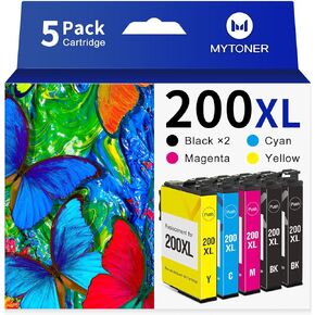 MYTONER 200XL Remanufactured Ink Cartridges Combo Pack Replacement for Epson 200 XL for Printer Expression XP-200 XP-300 XP-310 XP-400 XP-410 Workforce WF-2520 WF-2530 200 Ink Cartridge (5 Pack)