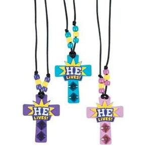 Queen of the Castle He Lives Necklace Craft Kit - Makes 12 Religious Craft Kit for Sunday School Bible Studies Easter Activities