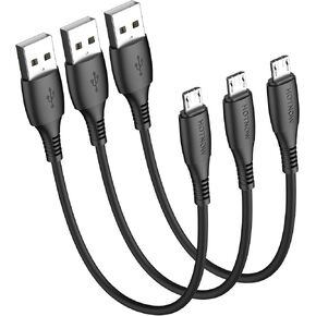 كابل Micro USB بطول 0.5 قدم و6 بوصات، [3 حزم، 0.5 قدم] شاحن Android كابل قصير متين سلك شحن سريع لهاتف Samsung Galaxy S7 S6 S7 Edge S5، Note 5، PS4 والمزيد in Kuwait