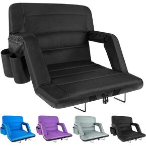 Extra Wide Stadium Seats with Back Support 2 Pack, Bleacher Chairs with Back and Cushion Folding Stadium Chairs, 6 Reclining Positions Waterproof Bleacher Seats (Extra Wide|25" Black)