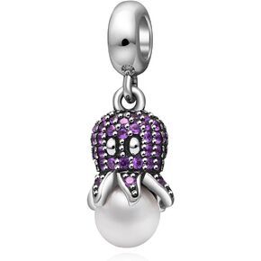 Octopus Charm 925 Sterling Silver Fish Charm Ocean Charm Lucky Charm Birthday Charm for DIY Charms Bracelet