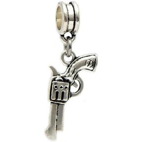 Dangle Hand Gun Charm Bead for Charms Bracelets
