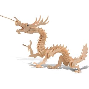 Puzzled 3D Puzzle Dragon Wood Craft Construction Model Kit, Fun Unique & Educational DIY Wooden Toy Assemble Model Unfinished Crafting Hobby Puzzle to Build & Paint for Decoration 148 Pieces Pack