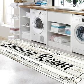 Zoke Laundry Room Rug Runner Stylish Non-Slip Laundry Room Rug 20"x47", Versatile, Waterproof Runner for Laundry Room, Kitchen, and Bathroom, Mudroom Decor and Farmhouse Charm