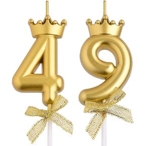 49th 94th Birthday Candles, Gold 94 49 Year Old Number Birthday Candles, Happy Birthday Party Cake Topper Decoration Gifts for Women Men