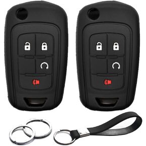 2pcs Compatible with Chevy Chevrolet Equinox Sonic Trax Impala GMC Terrain Buick Encore Lacrosse Regal Allure Key Fob Cover Case Key Chain Protector Keyless Remote Flip 4 Buttons Holder