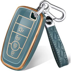 Plifal for Ford Key Fob Cover F150 F350 Raptor Fusion Mustang Explorer Bronco Expedition Escape Edge Maverick Ecosport Mach E for 3/4/5 Buttons Smart Key 2017 2018 2019 2020 2021 2022-Black