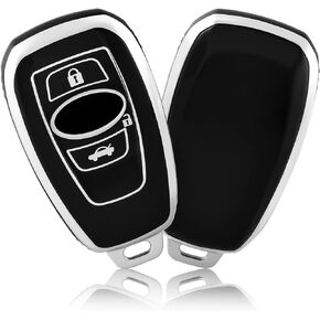 OFFCURVE for Subaru Outback Forester Key Fob Cover, Soft TPU Car Key Protective Case Cover for Subaru Forester CrossTrek Outback WRX Ascent BRZ Impreza Legacy Accessories Car Smart Key Holder, Black