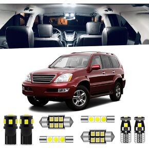 18-Pieces GX470 LED Interior Light Kit Package Compatible with Lexus GX470 2003 2004 2005 2006 2007 2008 2009 White 6000K Interior LED Lighting Package + License Plate Lights, Install Tool