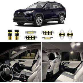 8pcs RAV4 Interior LED Lights Replacement for 2006-2015 2016 2017 2018 2019 2020 2021 Toyota Rav4 6000K Super Bright White interior LED bulbs package + Installation Tool