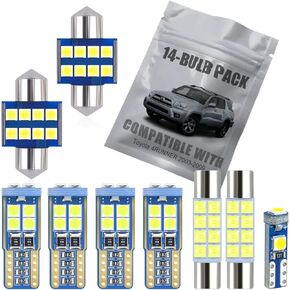 14-Pack White LED Interior Light Kit Compatible with Toyota 4Runner 2003 2004 2005 2006 2007 2008 2009 Map Dome Trunk Vanity Mirror License Plate Light Bulb Replacement Bright 6000K Package