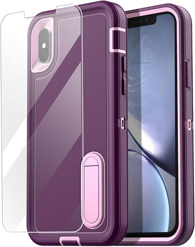 حافظة AICase iPhone 6، حافظة iPhone 6S [شديدة التحمل] غطاء متين 3 في 1 مقاوم للصدمات لهاتف Apple iPhone 6/6S (ورقة مموهة مع مشبك حزام) in Kuwait