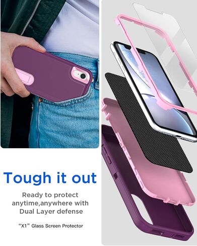 حافظة AICase iPhone 6، حافظة iPhone 6S [شديدة التحمل] غطاء متين 3 في 1 مقاوم للصدمات لهاتف Apple iPhone 6/6S (ورقة مموهة مع مشبك حزام) in Kuwait
