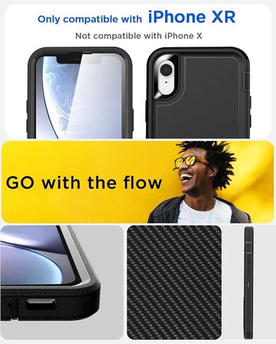 AICase Rugged Case for iPhone XR,Heavy Duty 3-Layer Pocket-Friendly Durable Military Grade Protection Shockproof/Drop Proof Protective Cover for iPhone XR 6.1"_1 in Kuwait