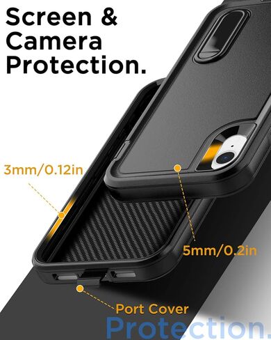AICase Rugged Case for iPhone XR,Heavy Duty 3-Layer Pocket-Friendly Durable Military Grade Protection Shockproof/Drop Proof Protective Cover for iPhone XR 6.1"_1 in Kuwait