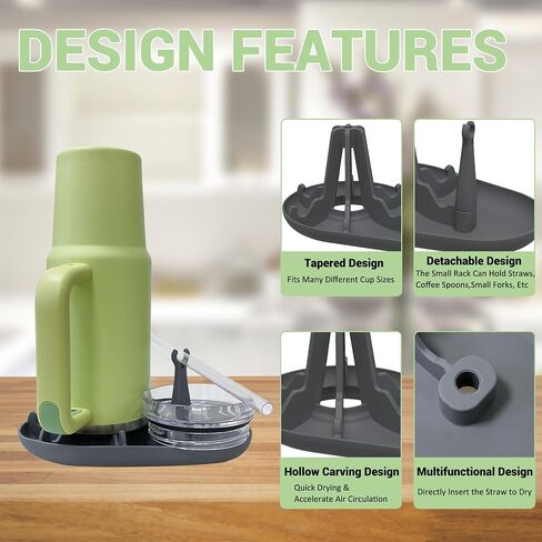 Water Bottle Drying Rack Fit,Silicone Multifunction Air Convection Fast Dryer Rack for Stanley Cup Accessories,Tableware, Knives and Forks,Kids Water Bottle,Suitable for Multiple Sizes (Black) in Saudi Arabia