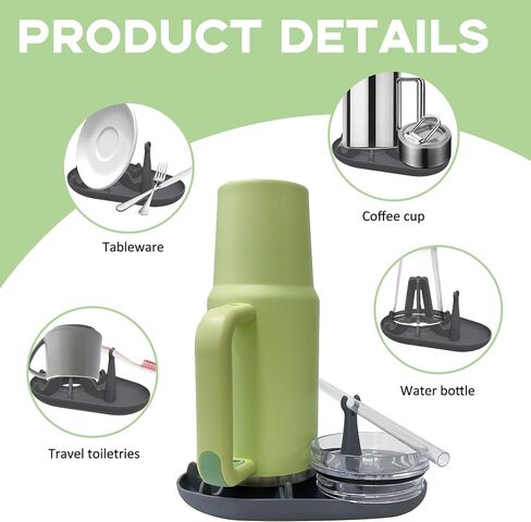Water Bottle Drying Rack Fit,Silicone Multifunction Air Convection Fast Dryer Rack for Stanley Cup Accessories,Tableware, Knives and Forks,Kids Water Bottle,Suitable for Multiple Sizes (Black) in Saudi Arabia