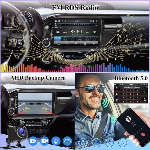 8 Core [4G+64G] راديو سيارة لسيارة Toyota Hilux 2015 2016 2017 2018 2019 2020 - Android 13 شاشة لمس ستيريو، DSP 32 EQ/IPS/Carplay/Android Auto/SWC/BT/WiFi + كاميرا احتياطية AHD in Saudi Arabia