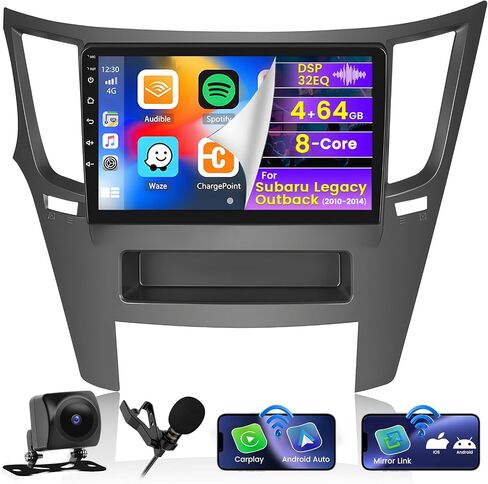 Roinvou 2+32G Android Car Stereo for Subaru Legacy Outback 2010-2014, 9" Touchscreen in-Dash GPS Navigation with Wireless CarPlay Android Auto Mirror Link WiFi Bluetooth FM RDS Radio Backup Camera in Saudi Arabia