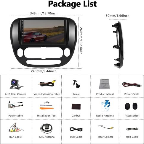 [2+64G] ستيريو سيارة Android 13 لسيارة Kia Soul 2014-2017 (مكيف هواء يدوي) مع Apple Carplay وAndroid Auto، راديو سيارة بشاشة تعمل باللمس 9 بوصة مع مرآة Link GPS WiFi Bluetooth FM/RDS SWC AUX-in+كاميرا احتياطية in Saudi Arabia