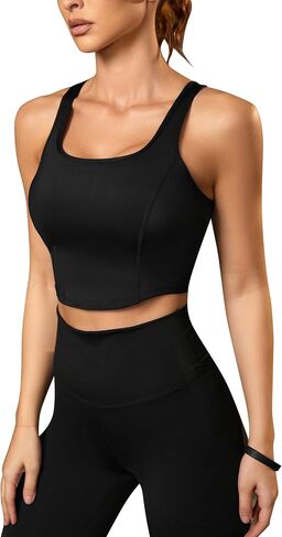 Blooming Jelly Womens Longline Sports Bras Light Support Padded Racerback Yoga Bra Athletic Workout Tank Tops in Saudi Arabia