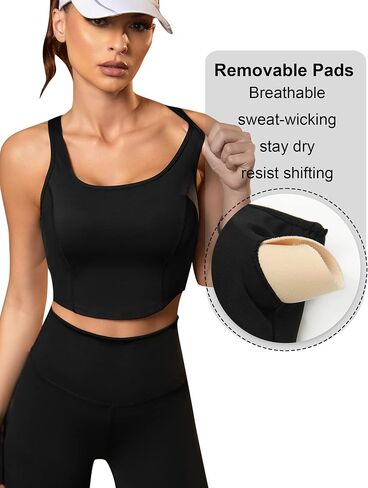 Blooming Jelly Womens Longline Sports Bras Light Support Padded Racerback Yoga Bra Athletic Workout Tank Tops in Saudi Arabia