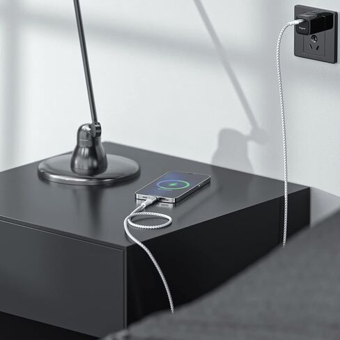 Fasgear USB-C to Lightning Cable 6ft 1 Pack Long MFi Certified Braided USB C to Lightning PD Fast Charger Cord Compatible for iPhone 11 12 13 14 Pro Max X XS XR 8 7 6s Plus SE iPad AirPods Pro Grey in Kuwait