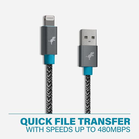 Nimble PowerKnit USB-A to Lightning Charging Cable (1M, MFi Certified, Durable Flex Fabric) for iPhone, iPad, and AirPods, Made from Recycled Plastic and Aluminum in Saudi Arabia
