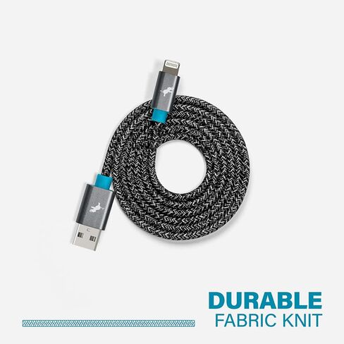 Nimble PowerKnit USB-A to Lightning Charging Cable (1M, MFi Certified, Durable Flex Fabric) for iPhone, iPad, and AirPods, Made from Recycled Plastic and Aluminum in Saudi Arabia