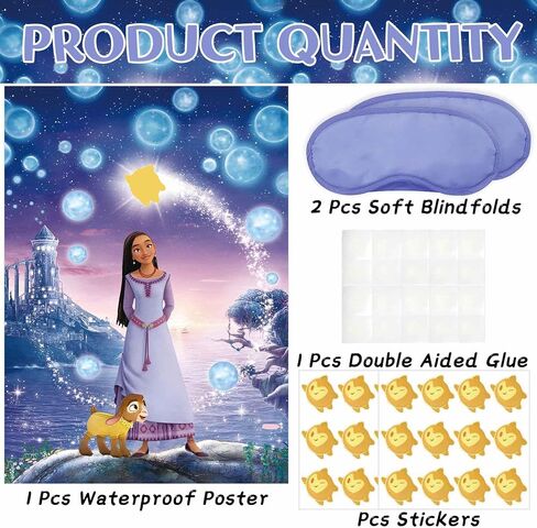 زينة حفلات Wish Game Pin The Star Party Favors، ملصق كبير لمستلزمات حفلات Wish مقاس 19 * 27 بوصة in Saudi Arabia