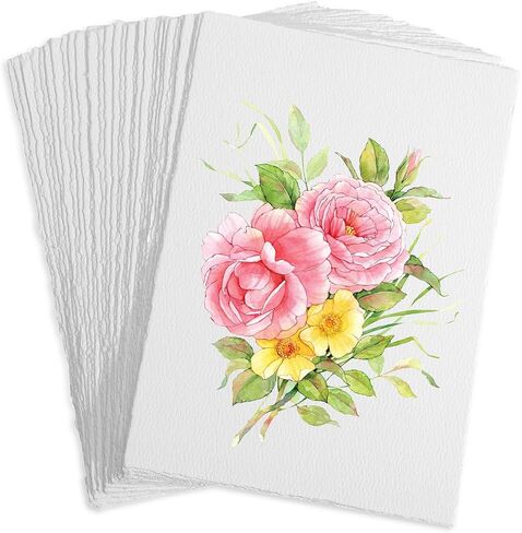 30Sheets Deckle Edge 100% Cotton Watercolor Paper 300gsm (140lbs) 6 * 8inch /Cold Press/Acid Free Mixed Media Art Papers for Painting Writing Calligraphy Invitations Letters in Saudi Arabia