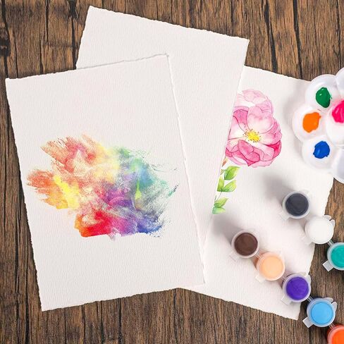 30Sheets Deckle Edge 100% Cotton Watercolor Paper 300gsm (140lbs) 6 * 8inch /Cold Press/Acid Free Mixed Media Art Papers for Painting Writing Calligraphy Invitations Letters in Saudi Arabia