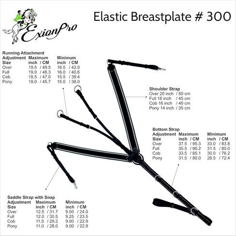 Exion Soft Linned Horse Elastic 3-Point Breastplate with Running Attachment | English Leather Horse Breastplate in Kuwait