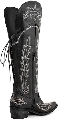 Embroidered Cowboy Boots for Women Knee High Cowgirl Boots Wide Calf Western Lace Up Fashion Boots in Saudi Arabia