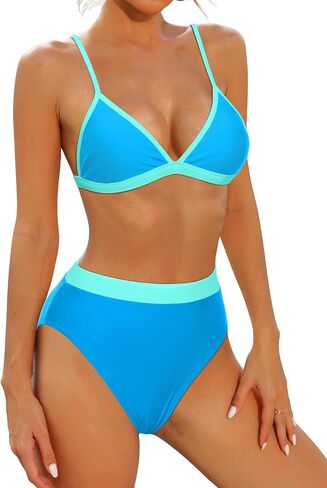 Aqua Eve Triangle High Waisted Bikini Set for Women Sexy High Cut Swimsuits Two Piece Bathing Suits in Saudi Arabia
